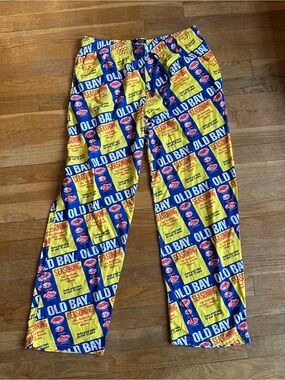 Old Bay Print Pajama Pants - Yellow & Blue